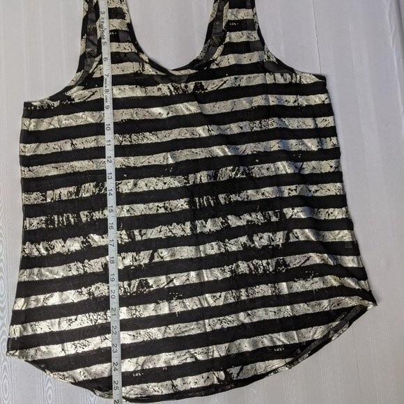 Charming Charlie Top Women Medium Striped Metallic Black Sleeveless Silver M - Picture 5 of 7